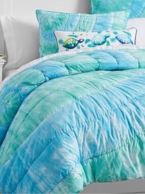🍓POTTERY BARN TEEN blue green tye-dye Twin comforter